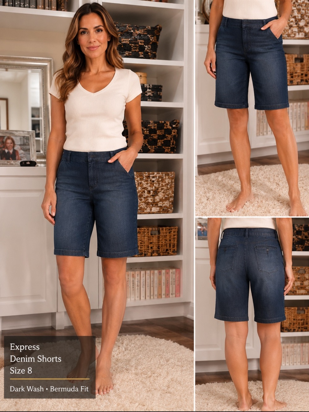 Express Dark Wash Denim Bermuda Shorts Size 8